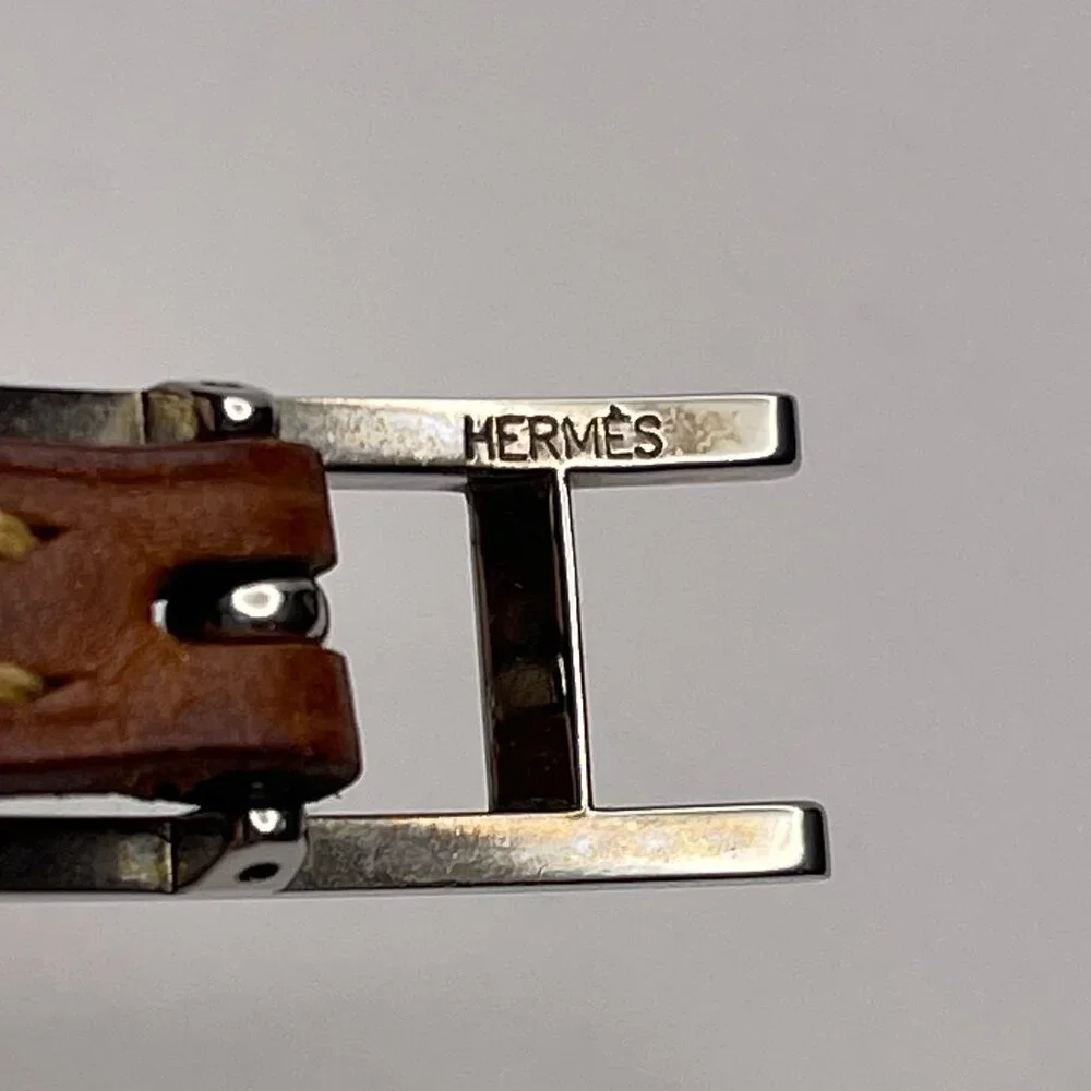 Hermès Vintage Hapi 4 Tours Leather Bracelet w/ Palladium Plated Buckle-Preowned